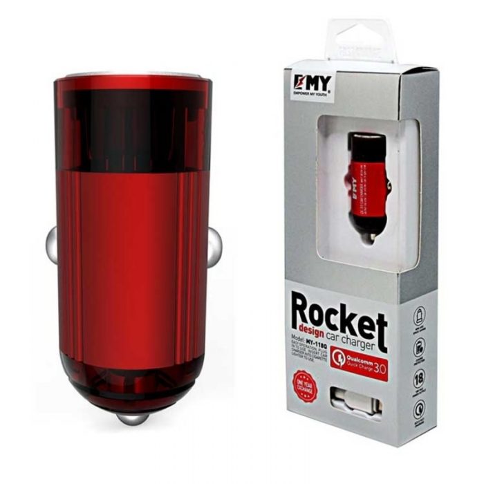 High Speed Car Charger Emy Rocket MY-118Q + Micro USB Cable