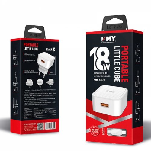 Home USB Charger Emy + Lightning USB Cable MY-A302Q
